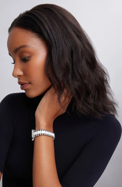 Lagos Smart Caviar White Ceramic & Stainless Steel 20mm Apple Watch® Watchband In Silver/white