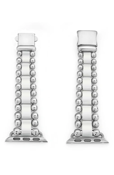 Lagos Smart Caviar White Ceramic & Stainless Steel 20mm Apple Watch® Watchband In Silver/white