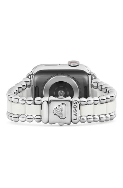 Lagos Smart Caviar White Ceramic & Stainless Steel 20mm Apple Watch® Watchband In Silver/white