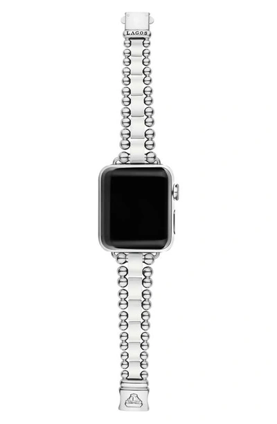 Lagos Smart Caviar White Ceramic & Stainless Steel 20mm Apple Watch® Watchband In Silver/white
