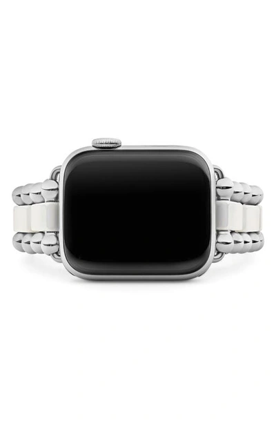 Lagos Smart Caviar White Ceramic & Stainless Steel 20mm Apple Watch® Watchband In Silver/white