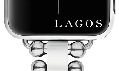 Lagos Smart Caviar White Ceramic & Stainless Steel 20mm Apple Watch® Watchband In Silver/white