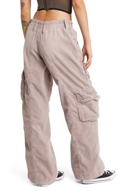 Shop Bdg Urban Outfitters Y2k Low Rise Corduroy Cargo Pants In Lilac