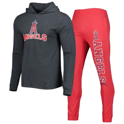 Shop Concepts Sport Red/charcoal Los Angeles Angels Meter Hoodie & Joggers Set