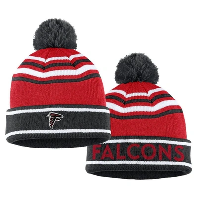 Shop Wear By Erin Andrews Red Atlanta Falcons Colorblock Cuffed Knit Hat With Pom And Scarf Set