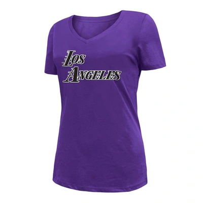 Shop New Era Purple Los Angeles Lakers 2022/23 City Edition V-neck T-shirt