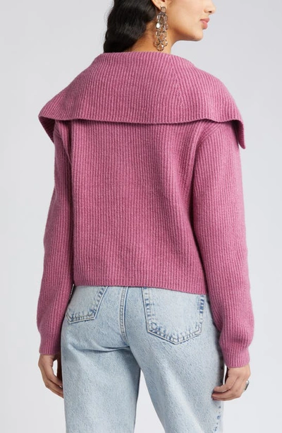 Shop Open Edit Rib Half Zip Sweater In Purple Syrup
