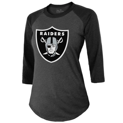 Majestic Threads Davante Adams Black Las Vegas Raiders Player Name & Number Tri-blend 3/4-sleeve Fit In Black