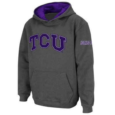 Shop Stadium Athletic Youth  Charcoal Tcu Horned Frogs Big Logo Pullover Hoodie