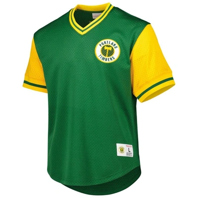 Shop Mitchell & Ness Green Portland Timbers Mesh V-neck T-shirt