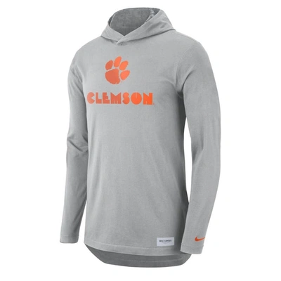 Shop Nike Gray Clemson Tigers Campus Performance Hoodie Long Sleeve T-shirt