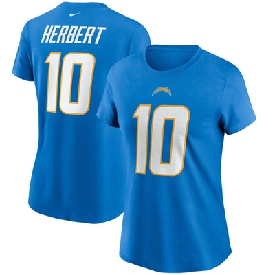 Shop Nike Justin Herbert Powder Blue Los Angeles Chargers Name & Number T-shirt