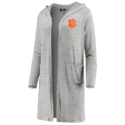 Shop Boxercraft Heathered Gray Clemson Tigers Cuddle Soft Duster Cardigan In Heather Gray
