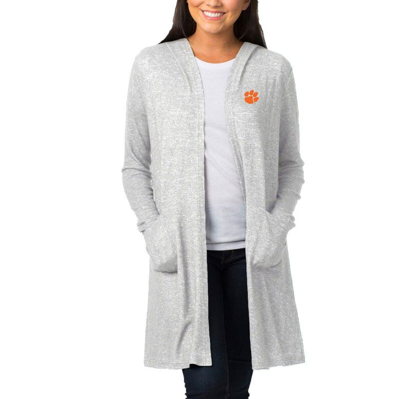 Shop Boxercraft Heathered Gray Clemson Tigers Cuddle Soft Duster Cardigan In Heather Gray