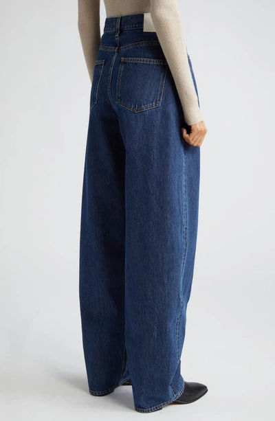Shop Loulou Studio Samur High Waist Tapered Leg Jeans In Washed Blue