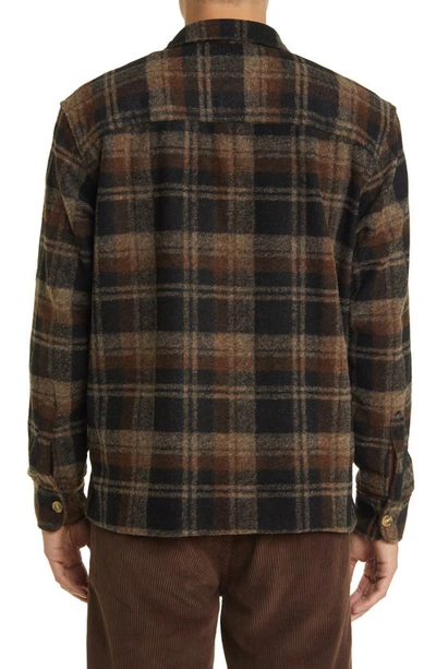 Shop Forét Ivy Buffalo Check Wool Blend Button-up Overshirt In Brown Check
