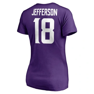 Shop Fanatics Branded Justin Jefferson Purple Minnesota Vikings Player Icon Name & Number V-neck T-shirt
