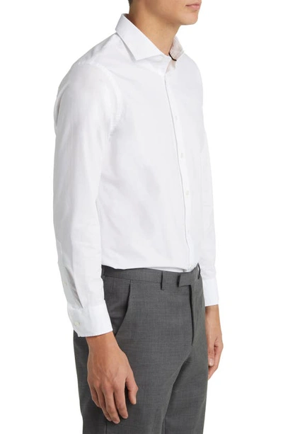 Shop Nordstrom Trim Fit Stripe Tech-smart Coolmax® Non-iron Dress Shirt In White