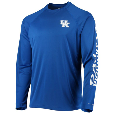 Shop Columbia Royal Kentucky Wildcats Terminal Tackle Omni-shade Raglan Long Sleeve T-shirt