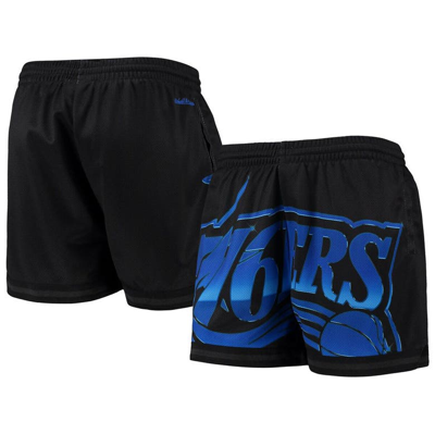 Shop Mitchell & Ness Black Philadelphia 76ers Big Face 4.0 Mesh Shorts