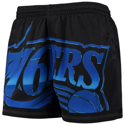 Shop Mitchell & Ness Black Philadelphia 76ers Big Face 4.0 Mesh Shorts
