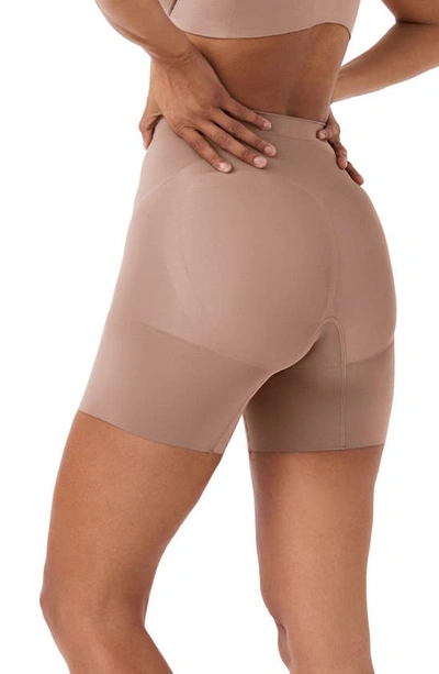 Spanx Oncore Mid-thigh Shorts in Brown