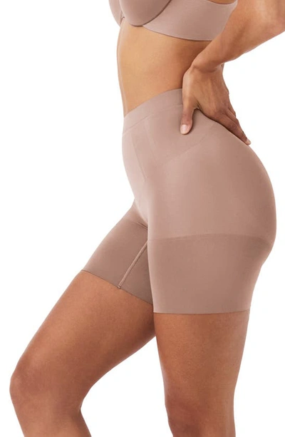 Spanx Oncore Mid Thigh Shorts In Cafe Au Lait