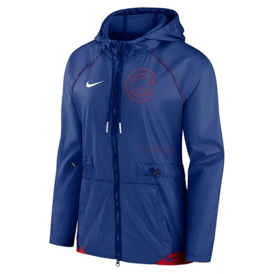 Shop Nike Royal/red Chicago Cubs Statement Raglan Full-zip Hoodie Jacket