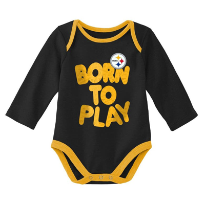 Shop Outerstuff Newborn & Infant Black/heathered Gray Pittsburgh Steelers Born To Win Two-pack Long Sleeve Bodysuit 