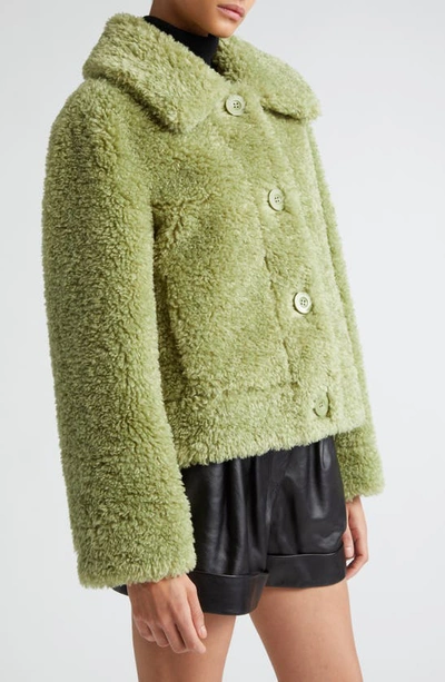 Shop Stand Studio Melina Faux Shearling Jacket In Sage Green