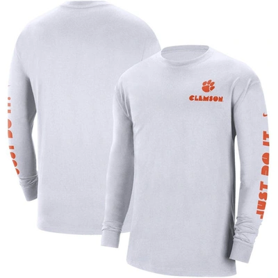 Shop Nike White Clemson Tigers Heritage Max 90 Long Sleeve T-shirt