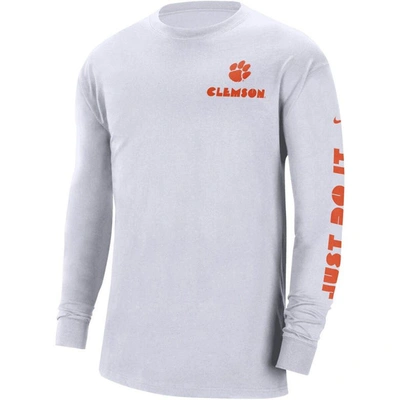 Shop Nike White Clemson Tigers Heritage Max 90 Long Sleeve T-shirt