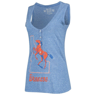Shop Retro Brand Original  Heathered Royal Boise State Broncos Relaxed Henley Tri-blend V-neck Tank Top In Heather Royal