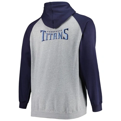 Shop Profile Heather Gray Tennessee Titans Big & Tall Fleece Raglan Full-zip Hoodie Jacket
