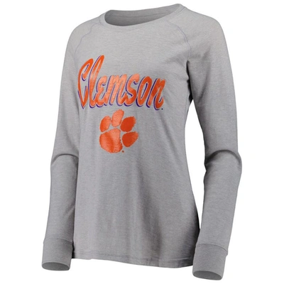 Shop Boxercraft Gray Clemson Tigers Payton Elbow Patch Slub Raglan Long Sleeve T-shirt