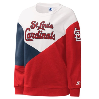 Shop Starter White/red St. Louis Cardinals Shutout Pullover Sweatshirt