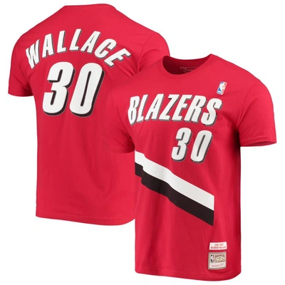 Shop Mitchell & Ness Rasheed Wallace Red Portland Trail Blazers Hardwood Classics Player Name & Number T-