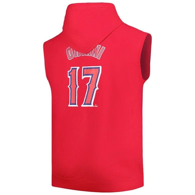 Shop Fanatics Branded Shohei Ohtani Red Los Angeles Angels Name & Number Muscle Tank Hoodie