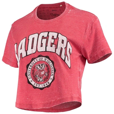 Shop Pressbox Red Wisconsin Badgers Edith Vintage Burnout Crop T-shirt