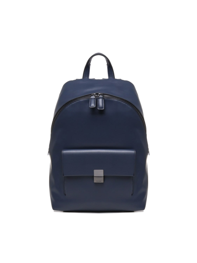 Shop Calvin Klein Faux Leather Backpack In Blu Navy