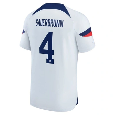 Shop Nike Youth  Becky Sauerbrunn White Uswnt 2022/23 Home Breathe Stadium Replica Player Jersey