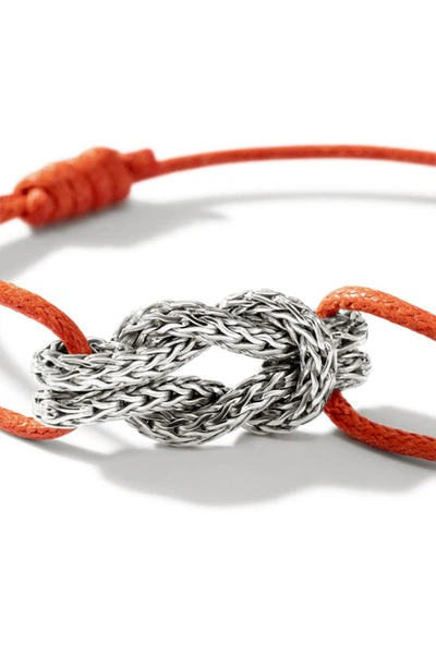 John Hardy Love Knot Blackened Sterling Silver Cord Bracelet In Silver