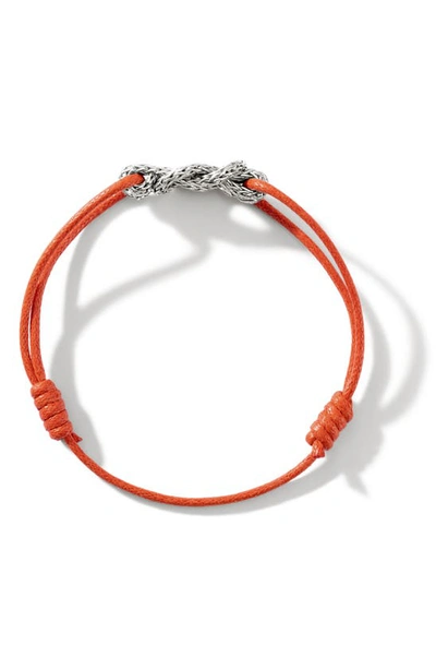 John Hardy Love Knot Blackened Sterling Silver Cord Bracelet In Silver
