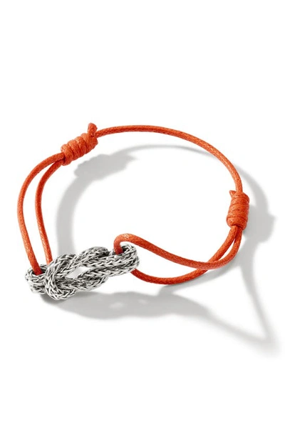 John Hardy Love Knot Blackened Sterling Silver Cord Bracelet In Silver