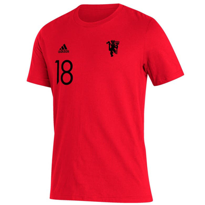 Shop Adidas Originals Adidas Bruno Fernandes Red Manchester United Name & Number Amplifier T-shirt