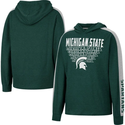 Shop Colosseum Youth  Heathered Green Michigan State Spartans Wind Changes Raglan Hoodie T-shirt In Heather Green