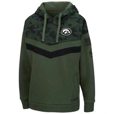 Shop Colosseum Olive/camo Iowa Hawkeyes Oht Military Appreciation Extraction Chevron Pullover Hoodie