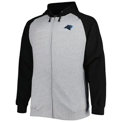 Shop Profile Heather Gray Carolina Panthers Big & Tall Fleece Raglan Full-zip Hoodie Jacket