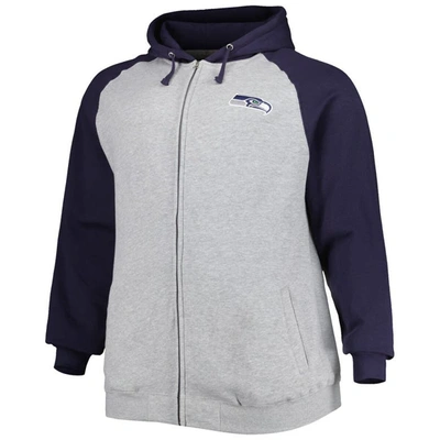 Shop Profile Heather Gray Seattle Seahawks Big & Tall Fleece Raglan Full-zip Hoodie Jacket