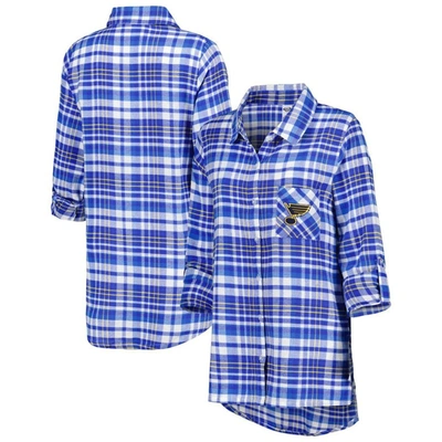 Shop Concepts Sport Blue St. Louis Blues Mainstay Flannel Full-button Long Sleeve Nightshirt